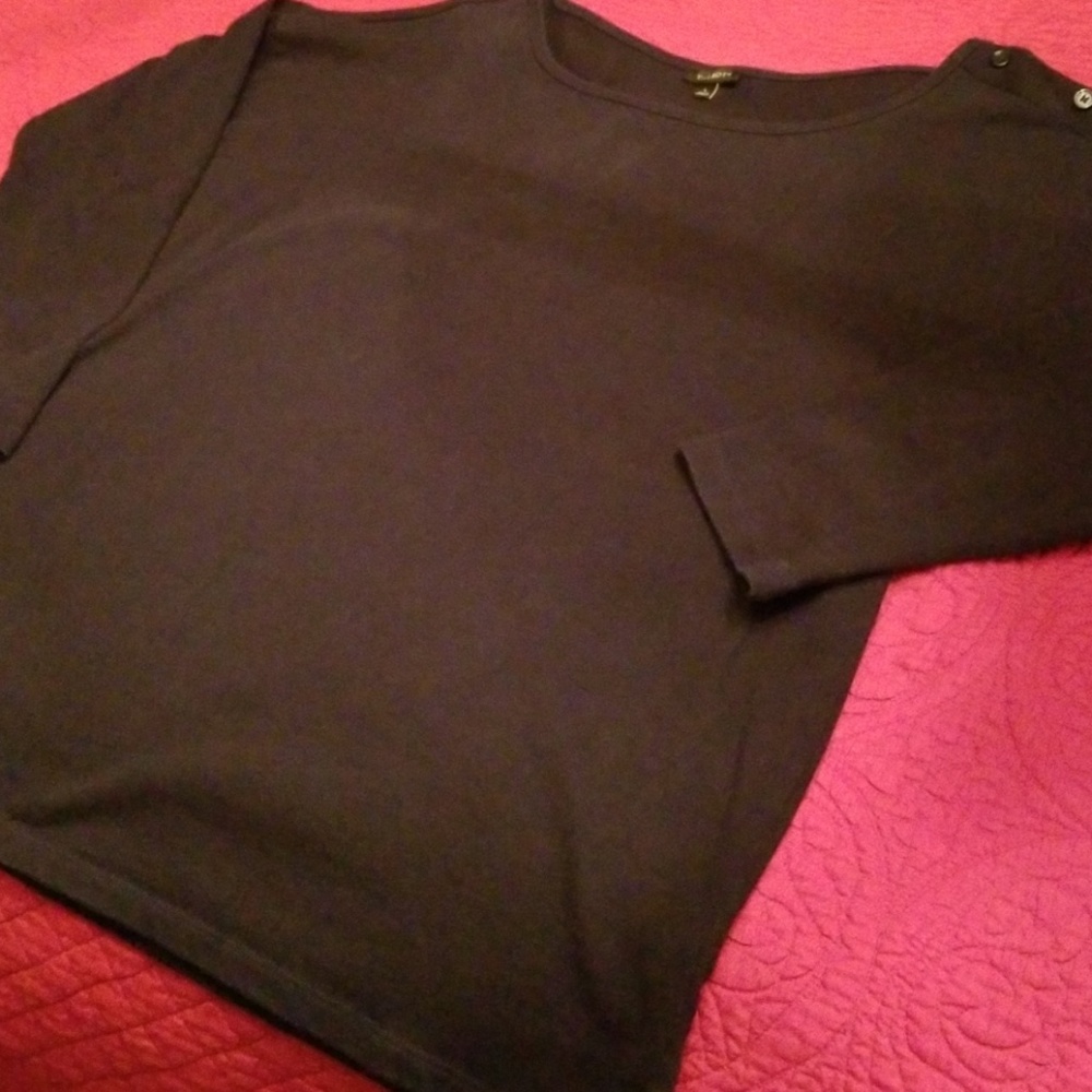 Long Sleeve Talbots Navy Top Button TrimSize Large